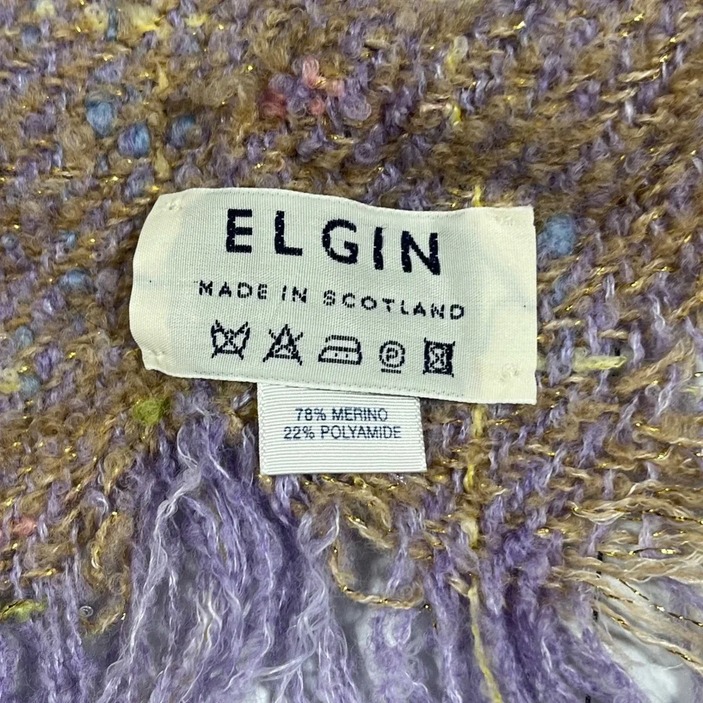 Elgin Made in Scotland Heritage Merino Wool Tweed Scarf Fringe Womens OS Vintage